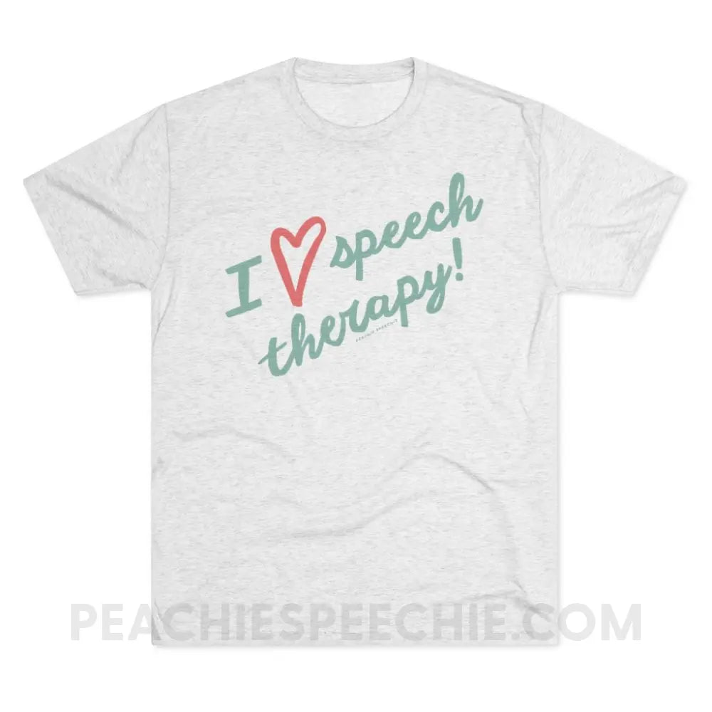 I Love Speech Therapy Vintage Tri-Blend - Heather White / S - T-Shirt peachiespeechie.com