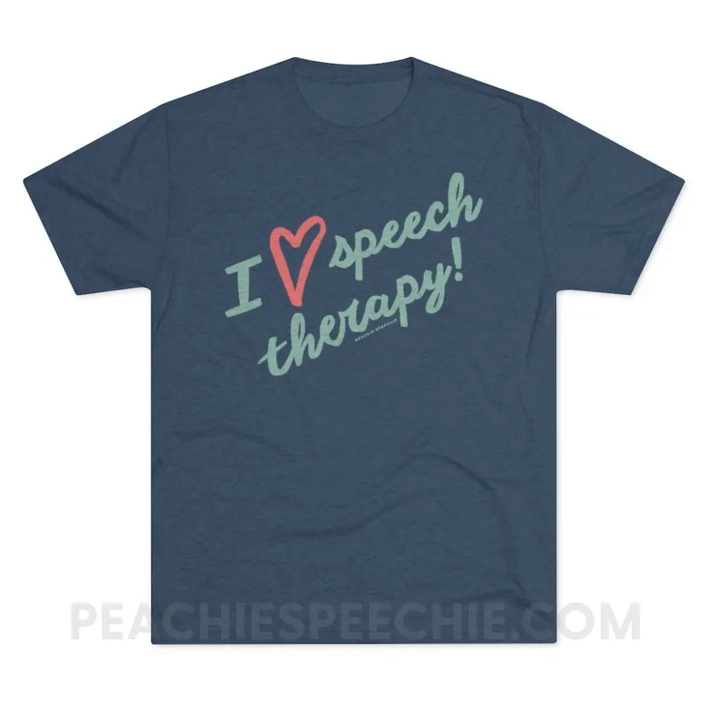 I Love Speech Therapy Vintage Tri-Blend - Indigo / S - T-Shirt peachiespeechie.com