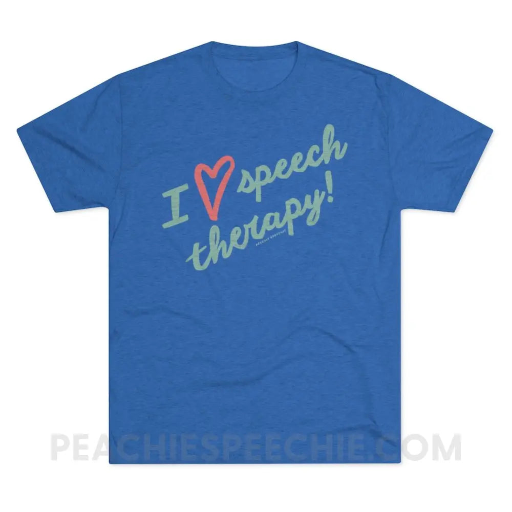 I Love Speech Therapy Vintage Tri-Blend - Royal / S - T-Shirt peachiespeechie.com