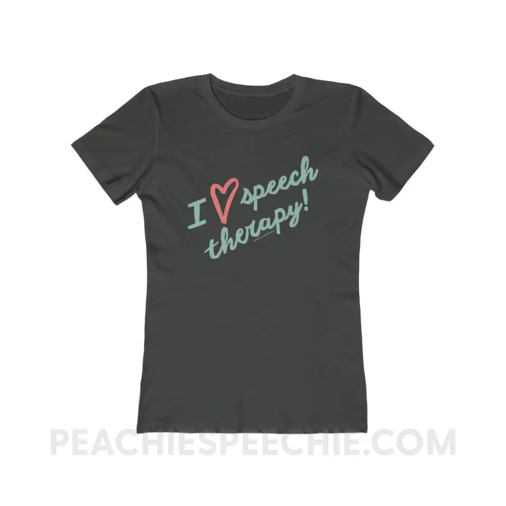 I Love Speech Therapy Women’s Fitted Tee - Solid Heavy Metal / S - T-Shirt peachiespeechie.com