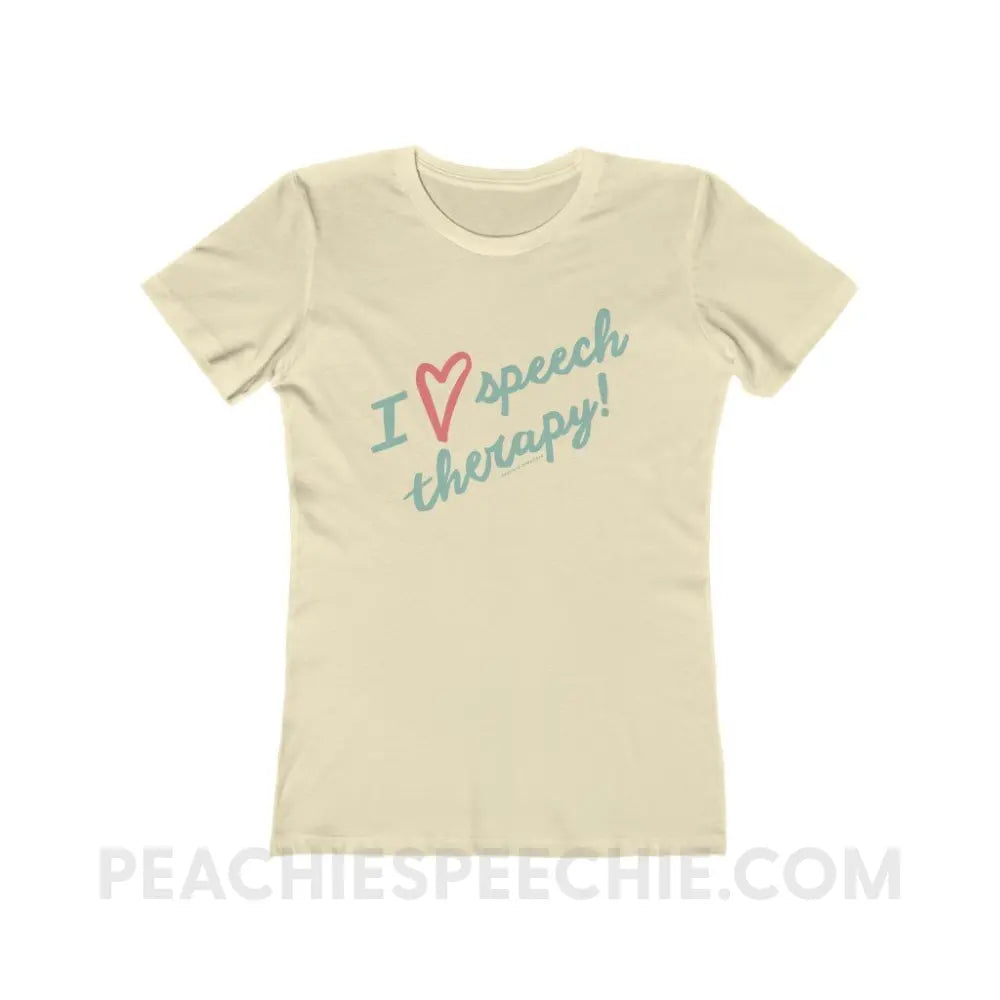 I Love Speech Therapy Women’s Fitted Tee - Solid Natural / S - T-Shirt peachiespeechie.com