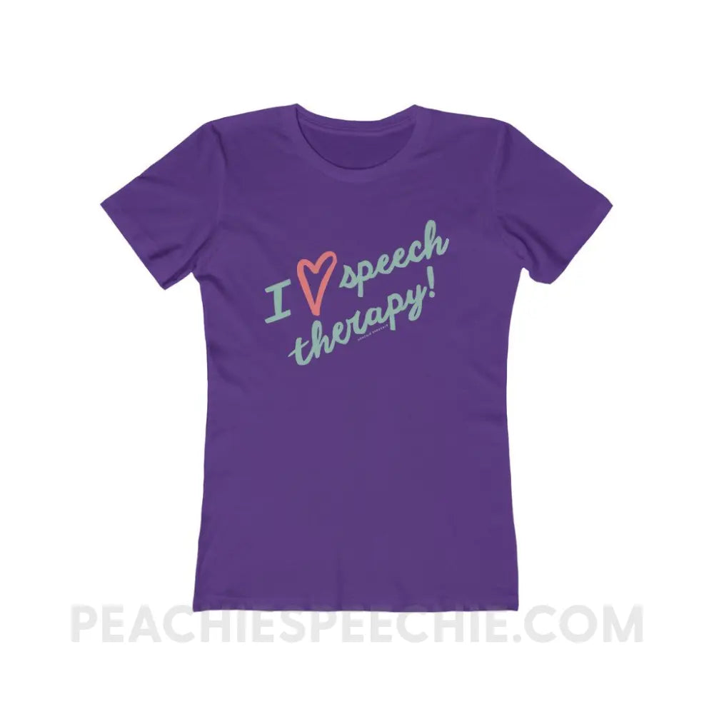 I Love Speech Therapy Women’s Fitted Tee - Solid Purple Rush / S - T-Shirt peachiespeechie.com