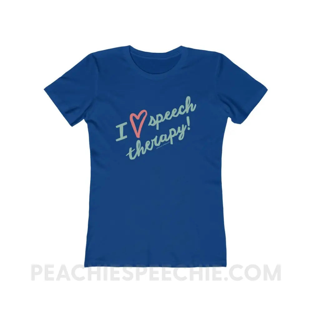 I Love Speech Therapy Women’s Fitted Tee - Solid Royal / S - T-Shirt peachiespeechie.com