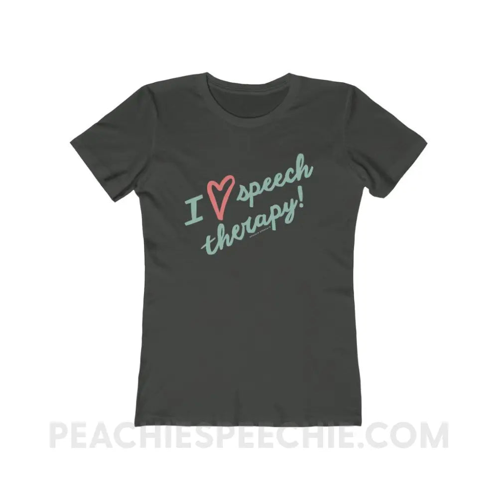 I Love Speech Therapy Women’s Fitted Tee - Solid Heavy Metal / S - T-Shirt peachiespeechie.com