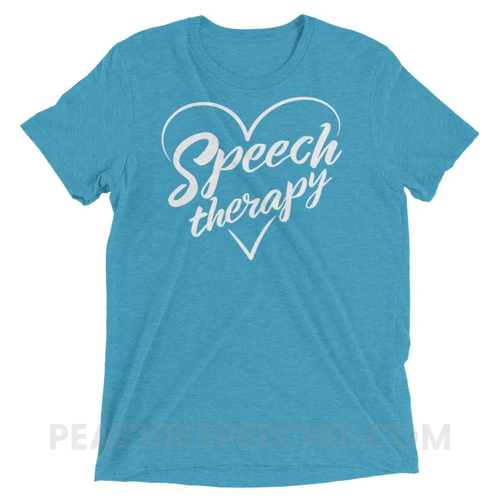 Love Speech Tri-Blend Tee - Aqua Triblend / XS - T-Shirts & Tops peachiespeechie.com