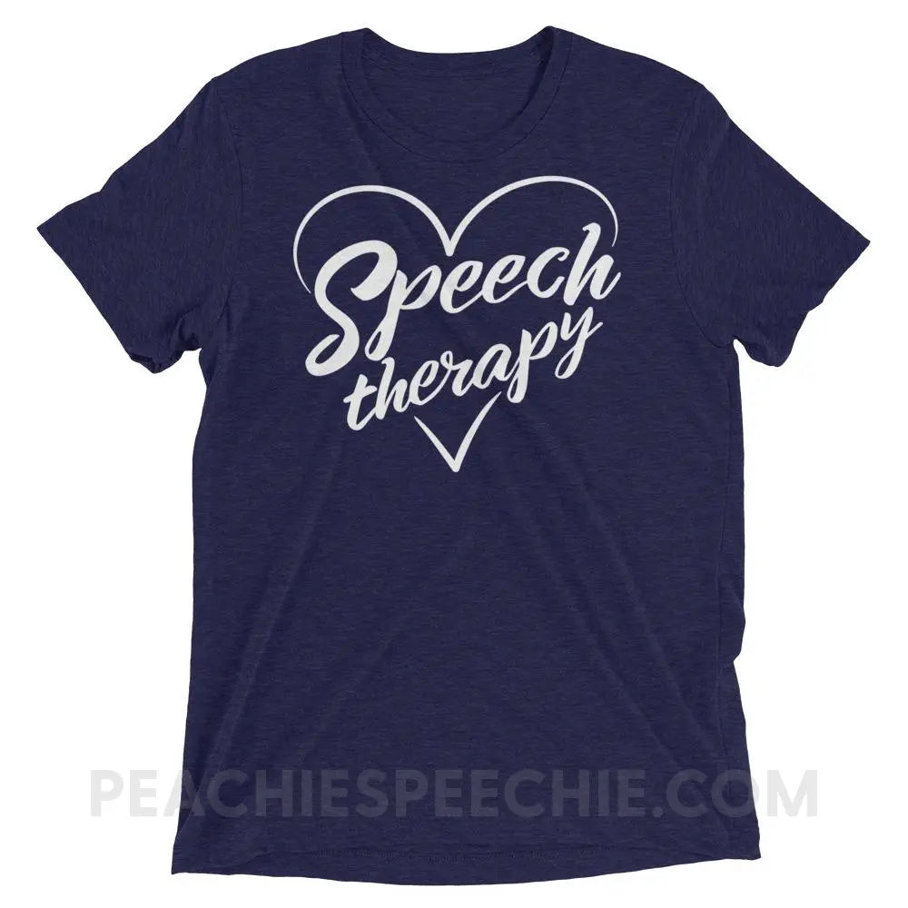 Love Speech Tri-Blend Tee - Navy Triblend / XS - T-Shirts & Tops peachiespeechie.com