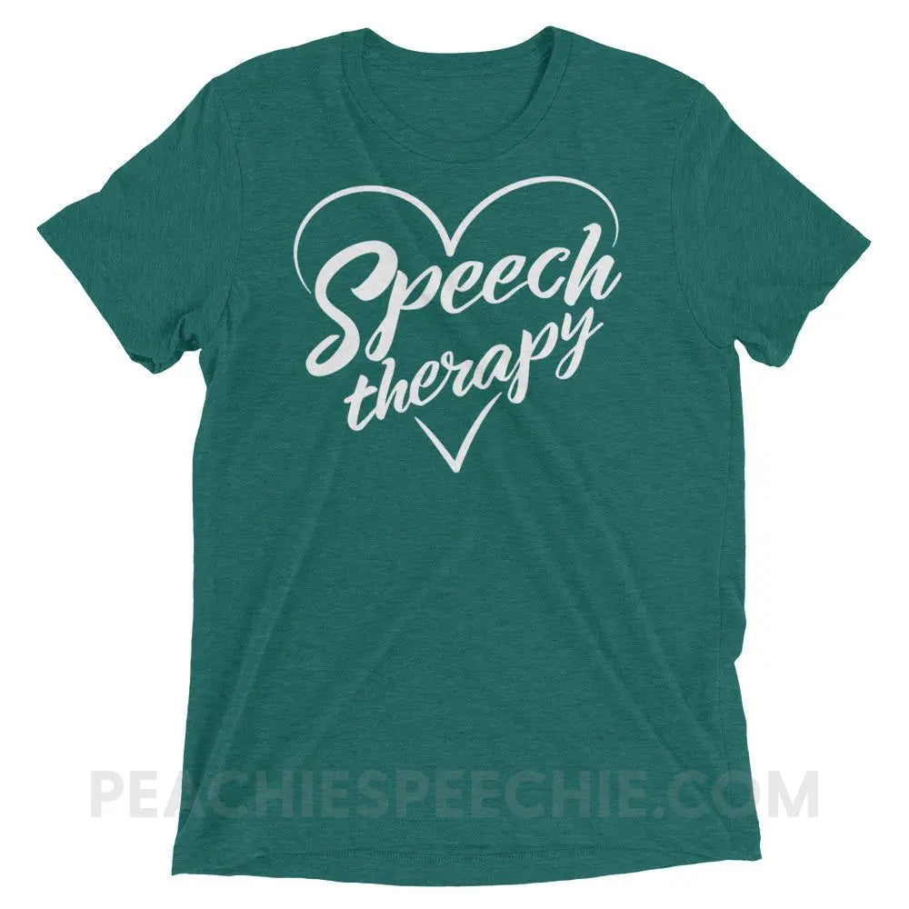 Love Speech Tri-Blend Tee - Teal Triblend / XS - T-Shirts & Tops peachiespeechie.com