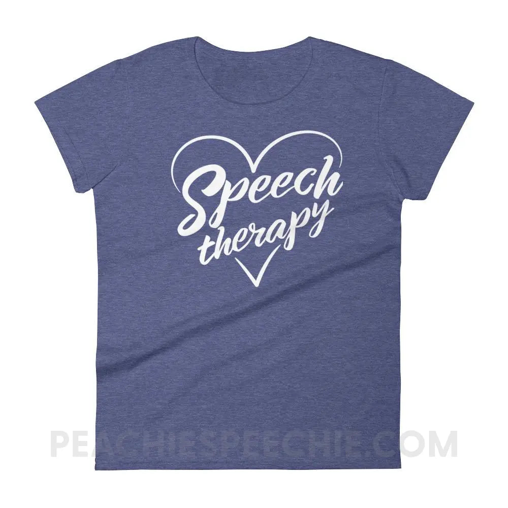 Love Speech Women’s Trendy Tee - Heather Blue / S T-Shirts & Tops peachiespeechie.com