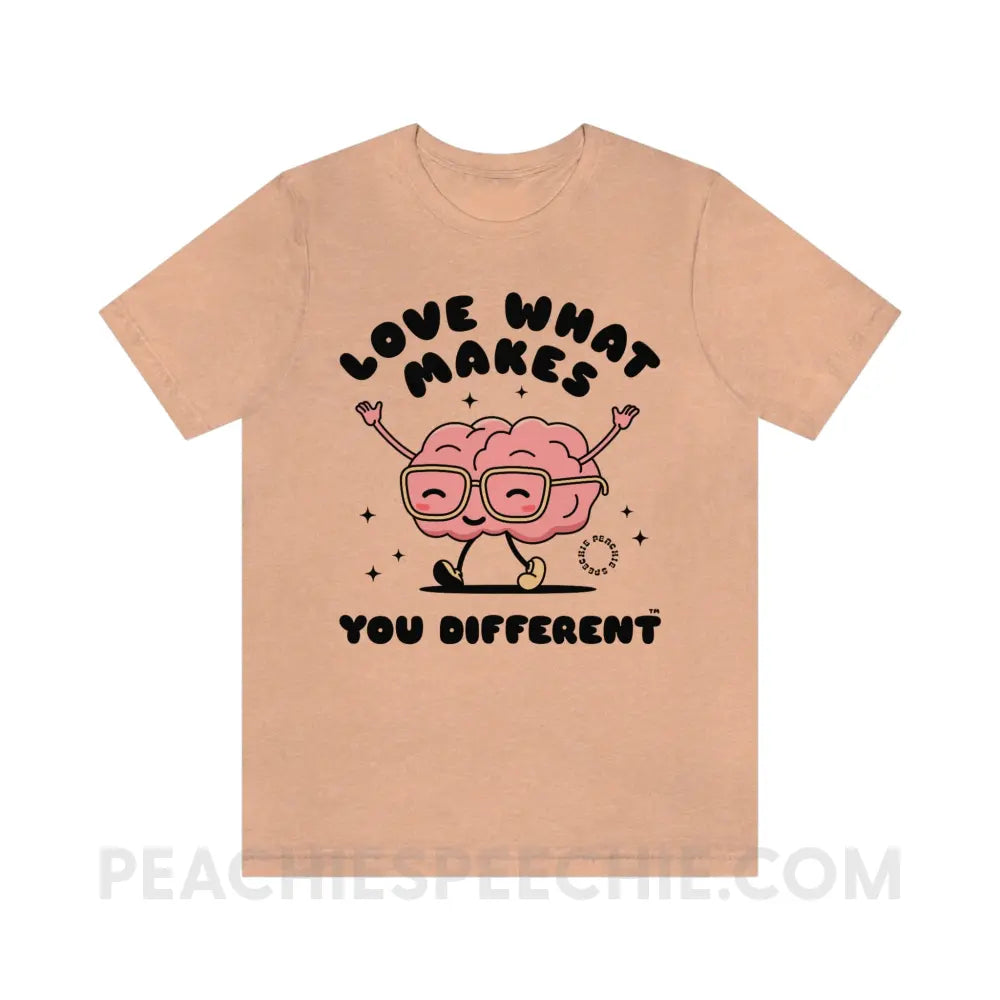 Love What Makes You Different™ Brain Character Premium Soft Tee - T-Shirt peachiespeechie.com