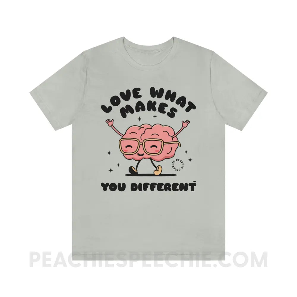 Love What Makes You Different™ Brain Character Premium Soft Tee - Silver / S - T-Shirt peachiespeechie.com
