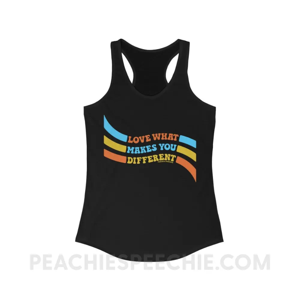 Love What Makes You Different™ Superfly Racerback - Solid Black / XS - Tank Top peachiespeechie.com
