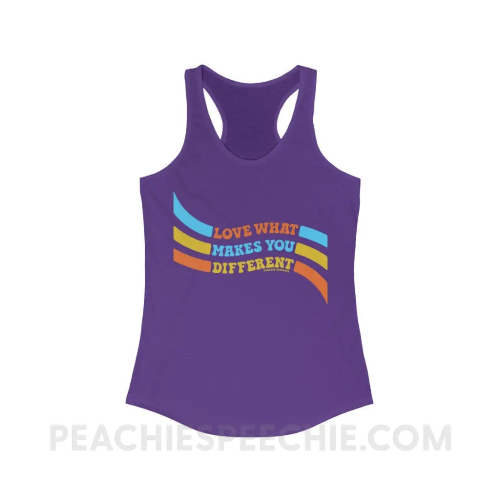 Love What Makes You Different™ Superfly Racerback - Solid Purple Rush / XS - Tank Top peachiespeechie.com