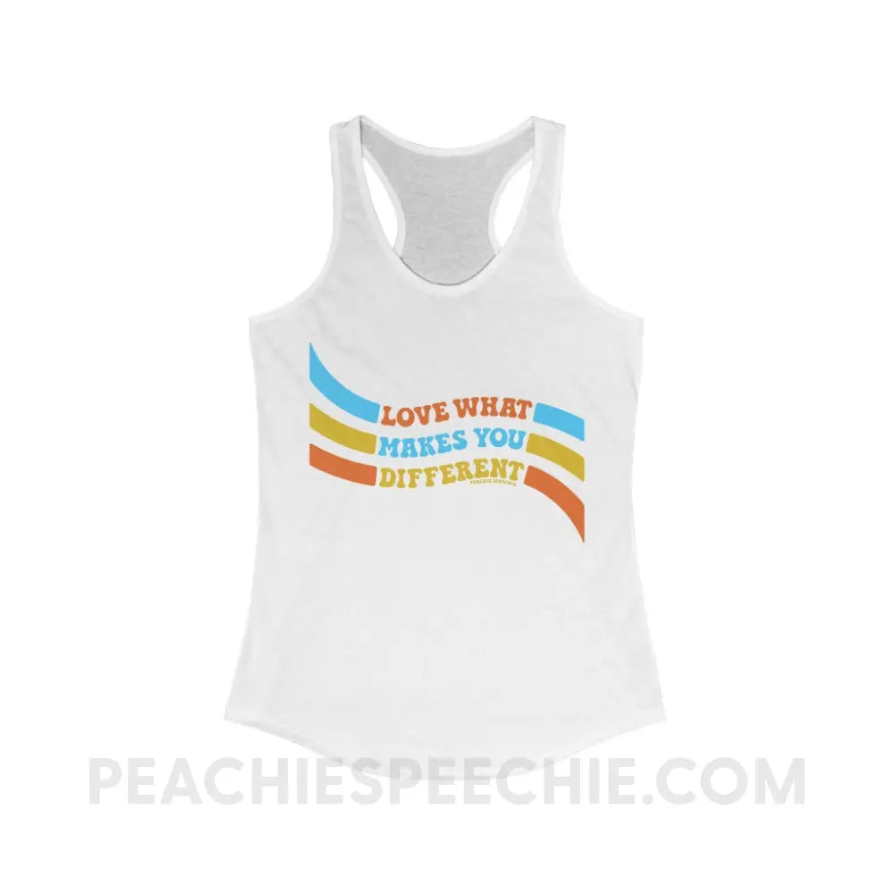 Love What Makes You Different™ Superfly Racerback - Solid White / XS - Tank Top peachiespeechie.com
