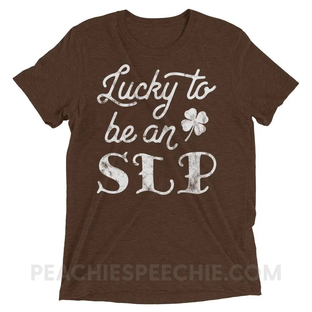 Lucky SLP Tri-Blend Tee - Brown Triblend / XS - T-Shirts & Tops peachiespeechie.com