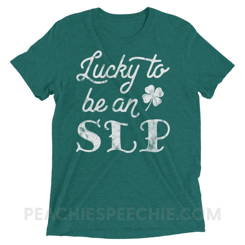 Lucky SLP Tri-Blend Tee - Teal Triblend / XS - T-Shirts & Tops peachiespeechie.com