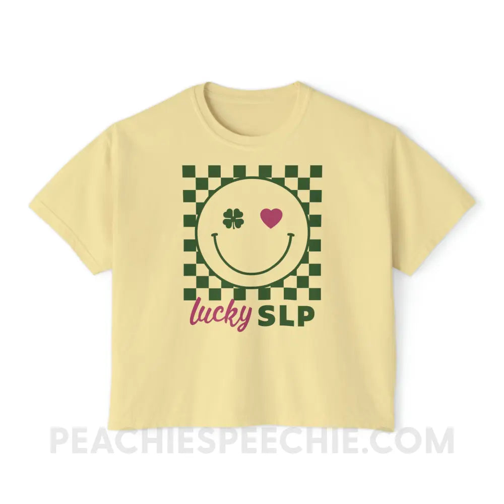 Lucky Charm Smile Comfort Colors Boxy Tee - Butter / S - T - Shirt peachiespeechie.com