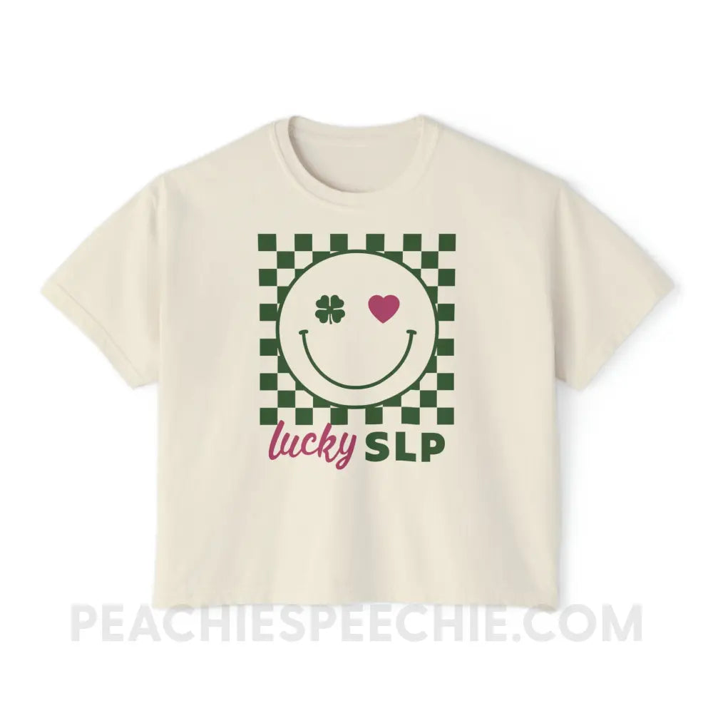 Lucky Charm Smile Comfort Colors Boxy Tee - Ivory / M - T - Shirt peachiespeechie.com