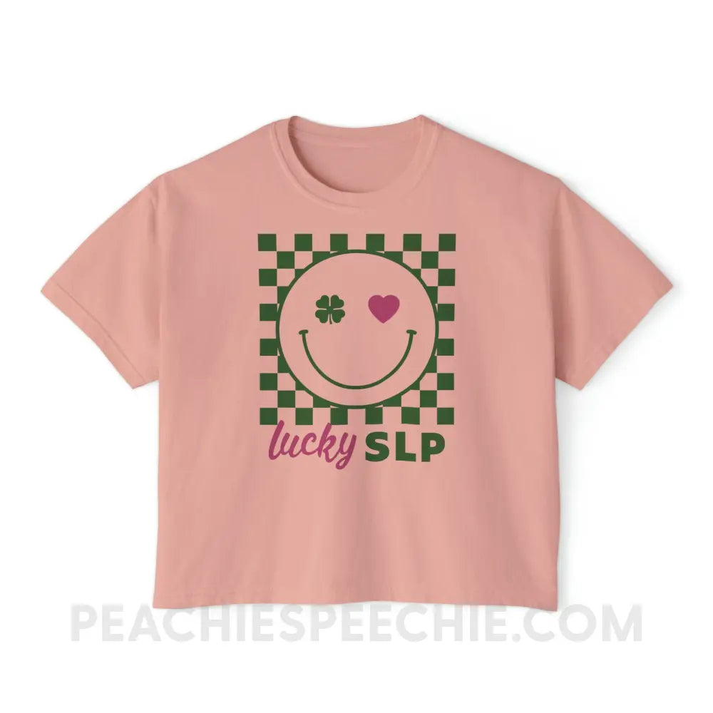 Lucky Charm Smile Comfort Colors Boxy Tee - Peachy / S - T - Shirt peachiespeechie.com