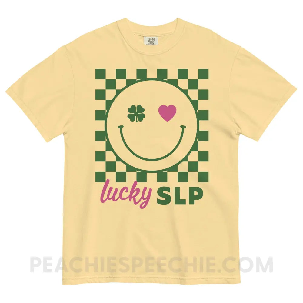 Lucky Charm Smile Comfort Colors Tee - Butter / S - peachiespeechie.com