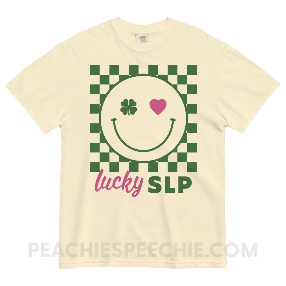 Lucky Charm Smile Comfort Colors Tee - Ivory / S - peachiespeechie.com