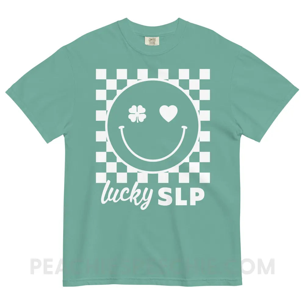 Lucky Charm Smile Comfort Colors Tee - Seafoam / S - peachiespeechie.com