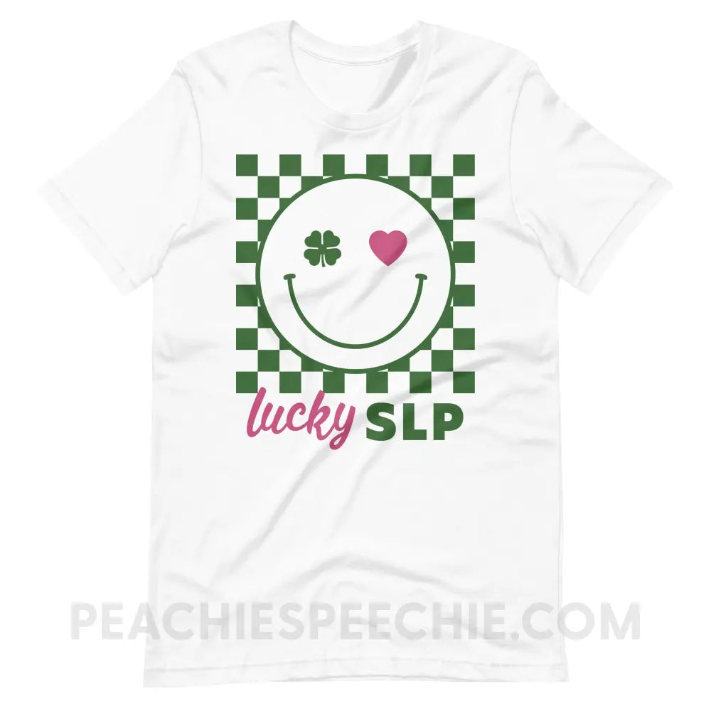 Lucky Charm Smile Premium Soft Tee - White / S - peachiespeechie.com
