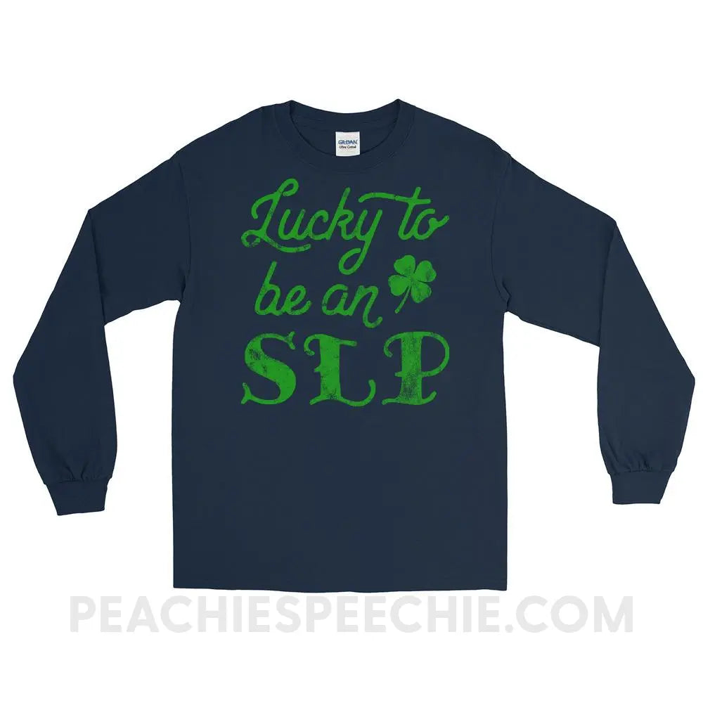 Lucky SLP Long Sleeve Tee - Navy / S - T-Shirts & Tops peachiespeechie.com