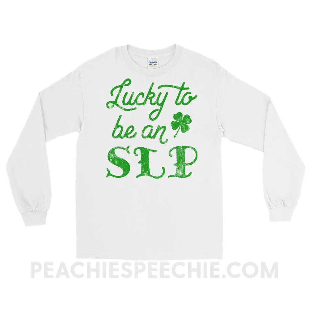 Lucky SLP Long Sleeve Tee - White / S - T-Shirts & Tops peachiespeechie.com
