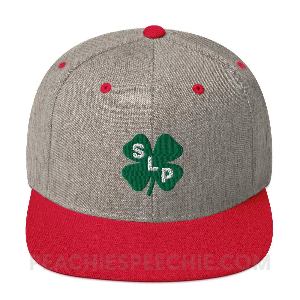 Lucky SLP Wool Blend Ball Cap - Heather Grey/ Red Hats peachiespeechie.com
