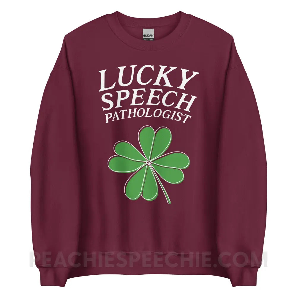 Lucky Speech Pathologist Classic Sweatshirt - Maroon / S - peachiespeechie.com