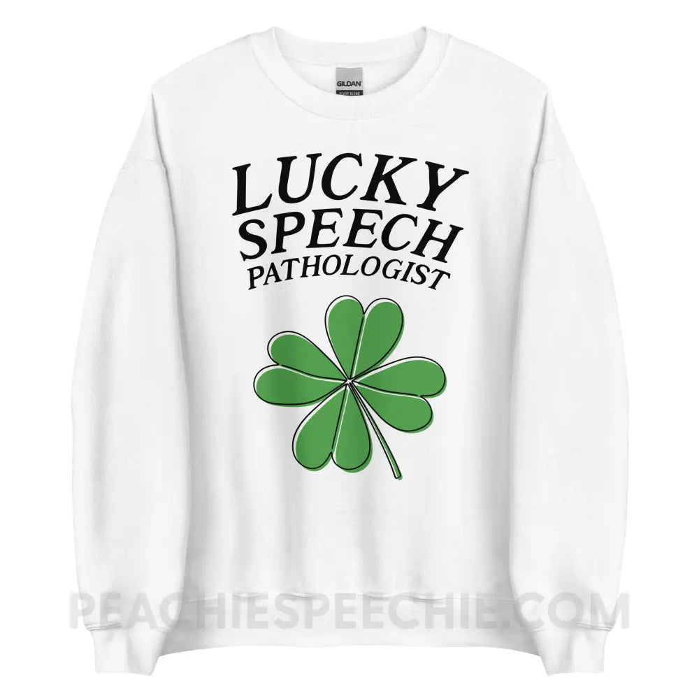 Lucky Speech Pathologist Classic Sweatshirt - White / S - peachiespeechie.com