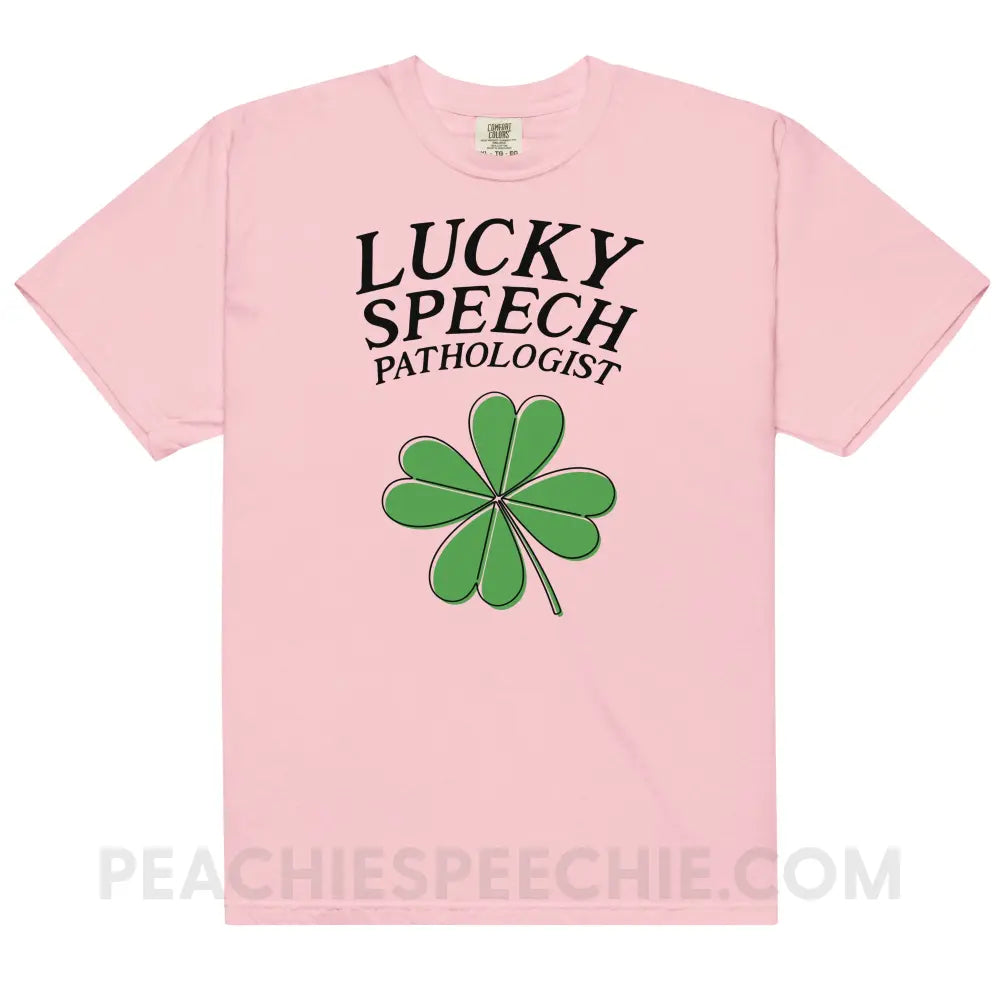 Lucky Speech Pathologist Comfort Colors Tee - Blossom / S - peachiespeechie.com