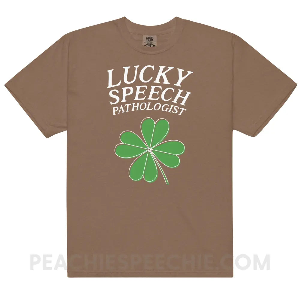 Lucky Speech Pathologist Comfort Colors Tee - Espresso / S - peachiespeechie.com