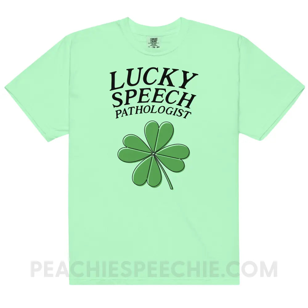 Lucky Speech Pathologist Comfort Colors Tee - Island Reef / S - peachiespeechie.com