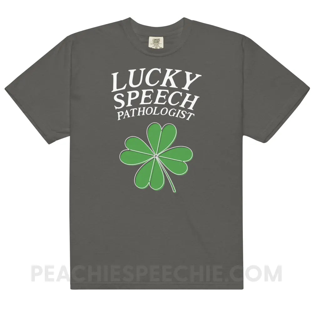 Lucky Speech Pathologist Comfort Colors Tee - Pepper / S - peachiespeechie.com