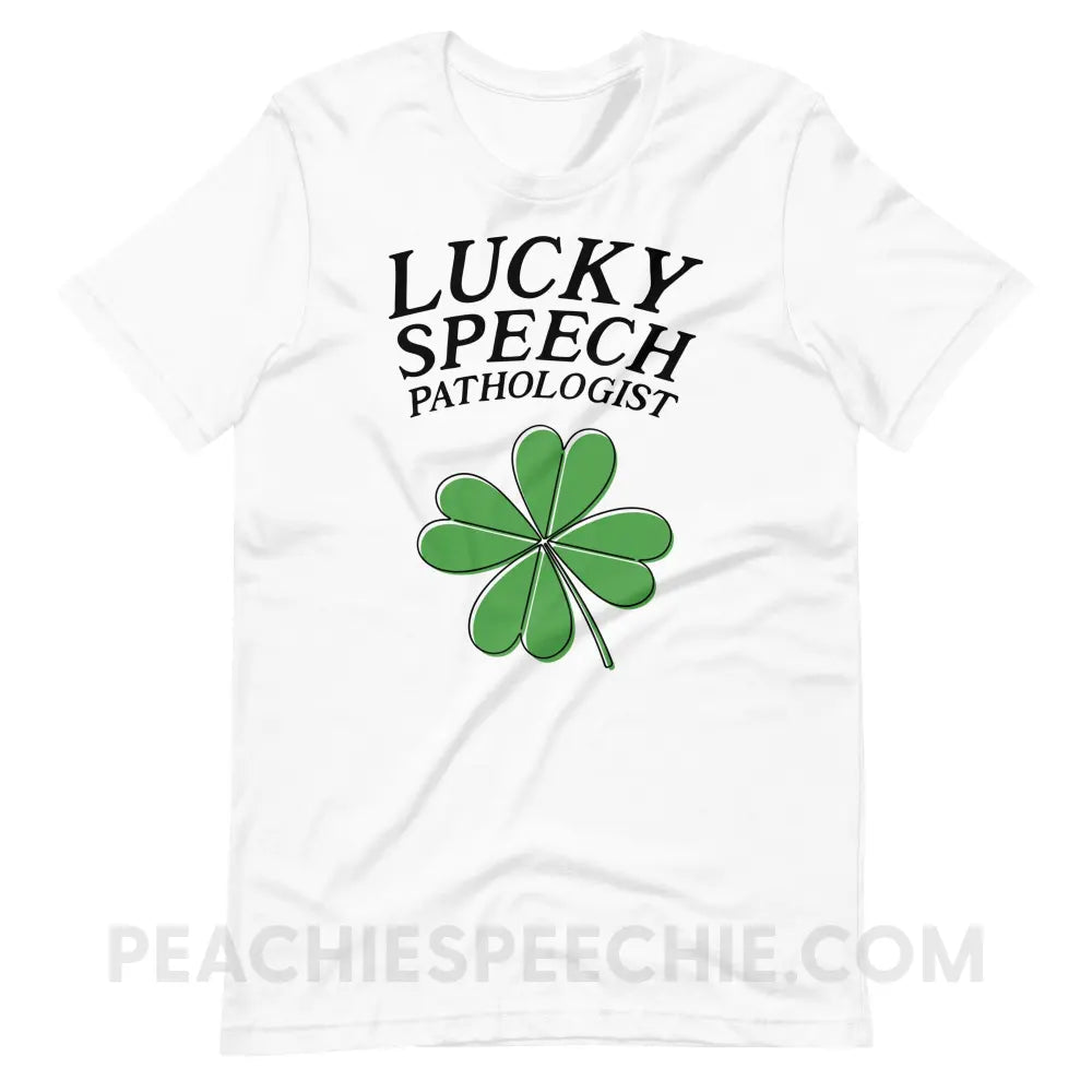 Lucky Speech Pathologist Premium Soft Tee - peachiespeechie.com