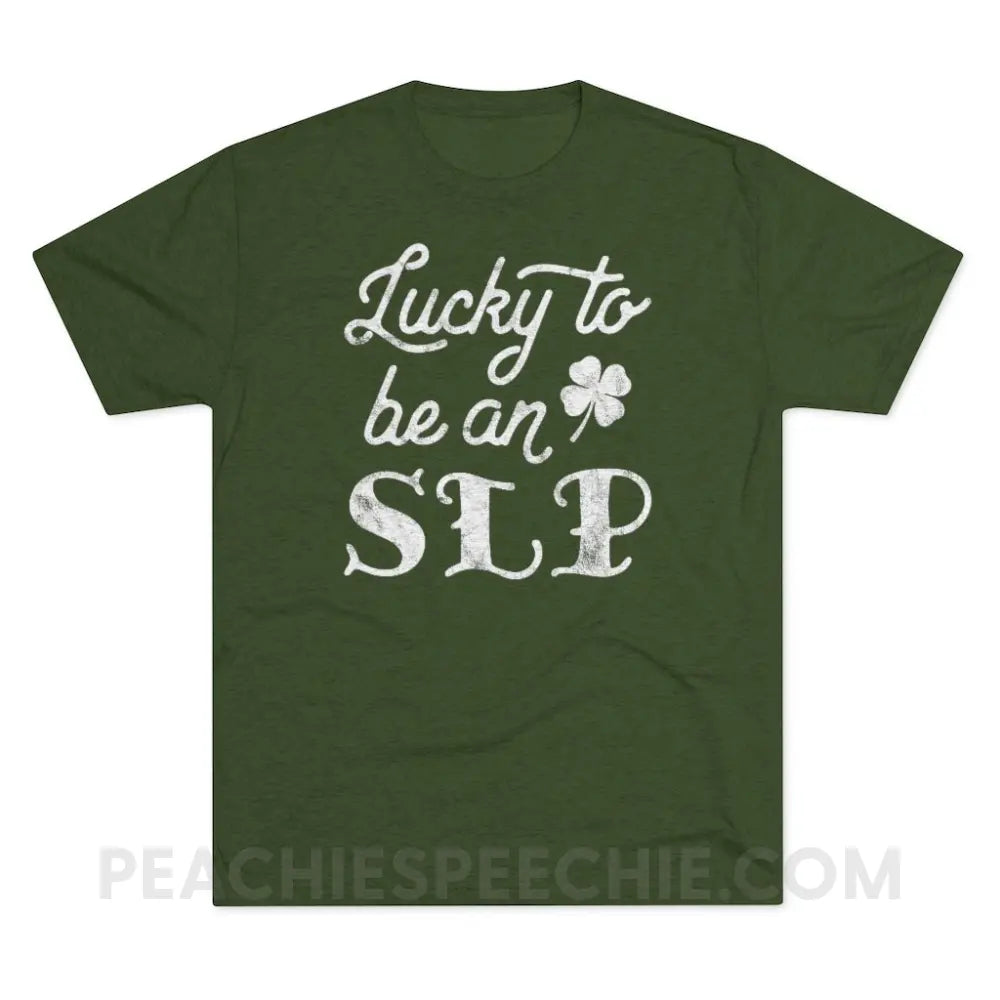 Lucky SLP Vintage Tri-Blend - Military Green / S - T-Shirts & Tops peachiespeechie.com