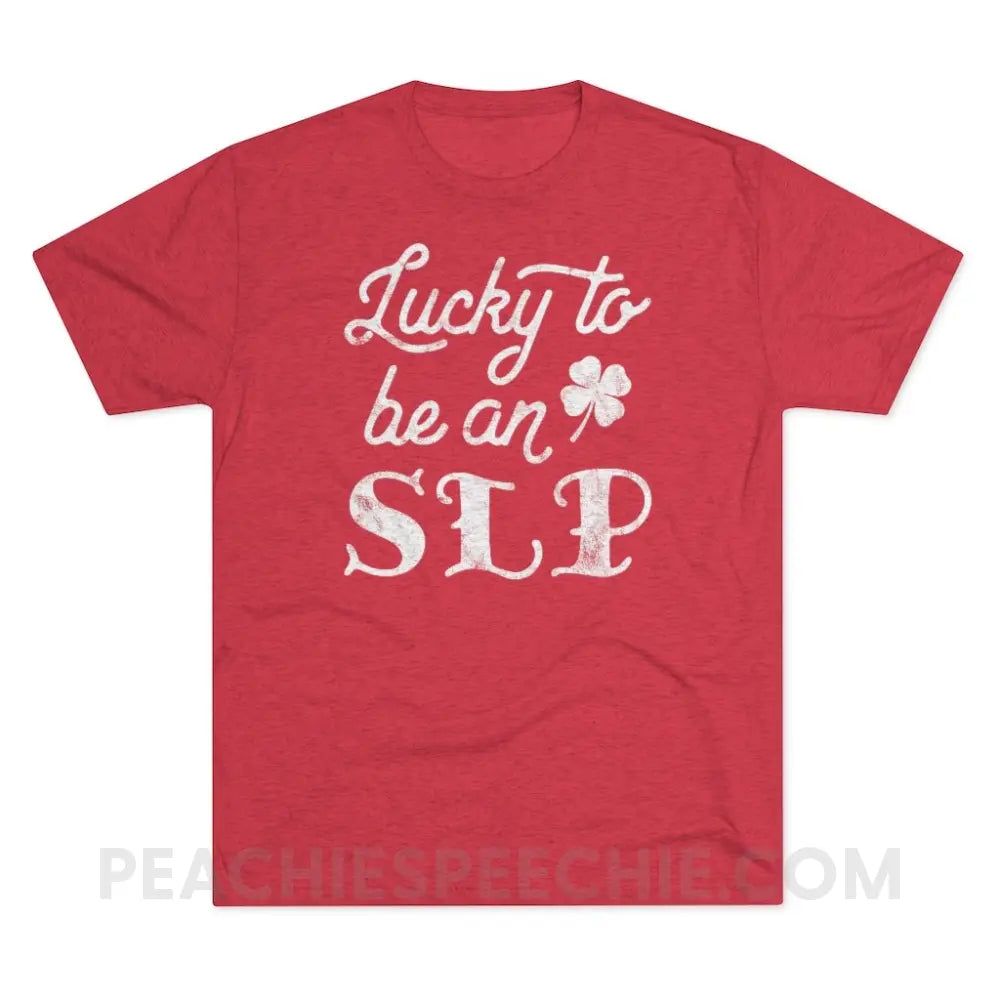 Lucky SLP Vintage Tri-Blend - Red / S - T-Shirts & Tops peachiespeechie.com