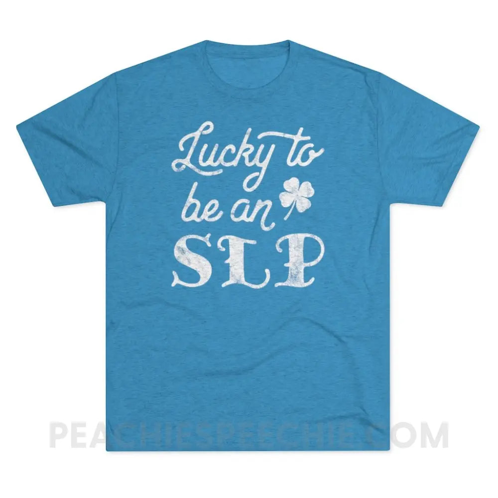 Lucky SLP Vintage Tri-Blend - Turquoise / S - T-Shirts & Tops peachiespeechie.com