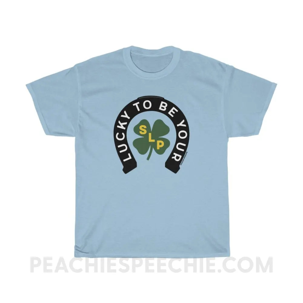 Lucky To Be Your SLP Basic Tee - Light Blue / S - T-Shirts & Tops peachiespeechie.com