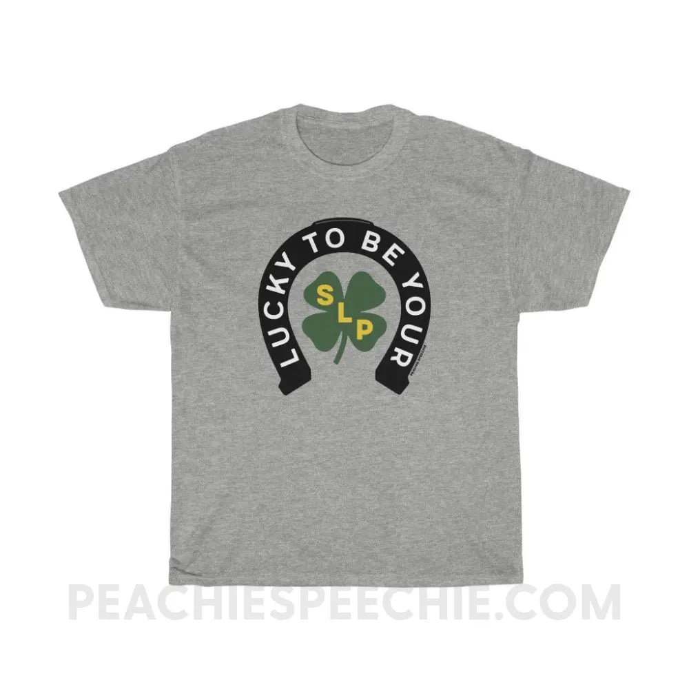 Lucky To Be Your SLP Basic Tee - Sport Grey / S - T-Shirts & Tops peachiespeechie.com