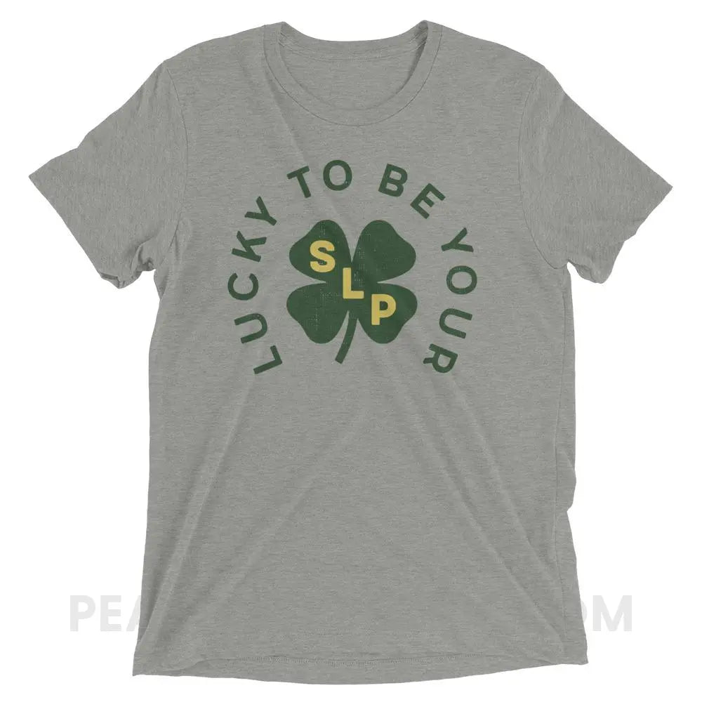 Lucky To Be Your SLP Tri-Blend Tee - Athletic Grey Triblend / XS - T-Shirts & Tops peachiespeechie.com