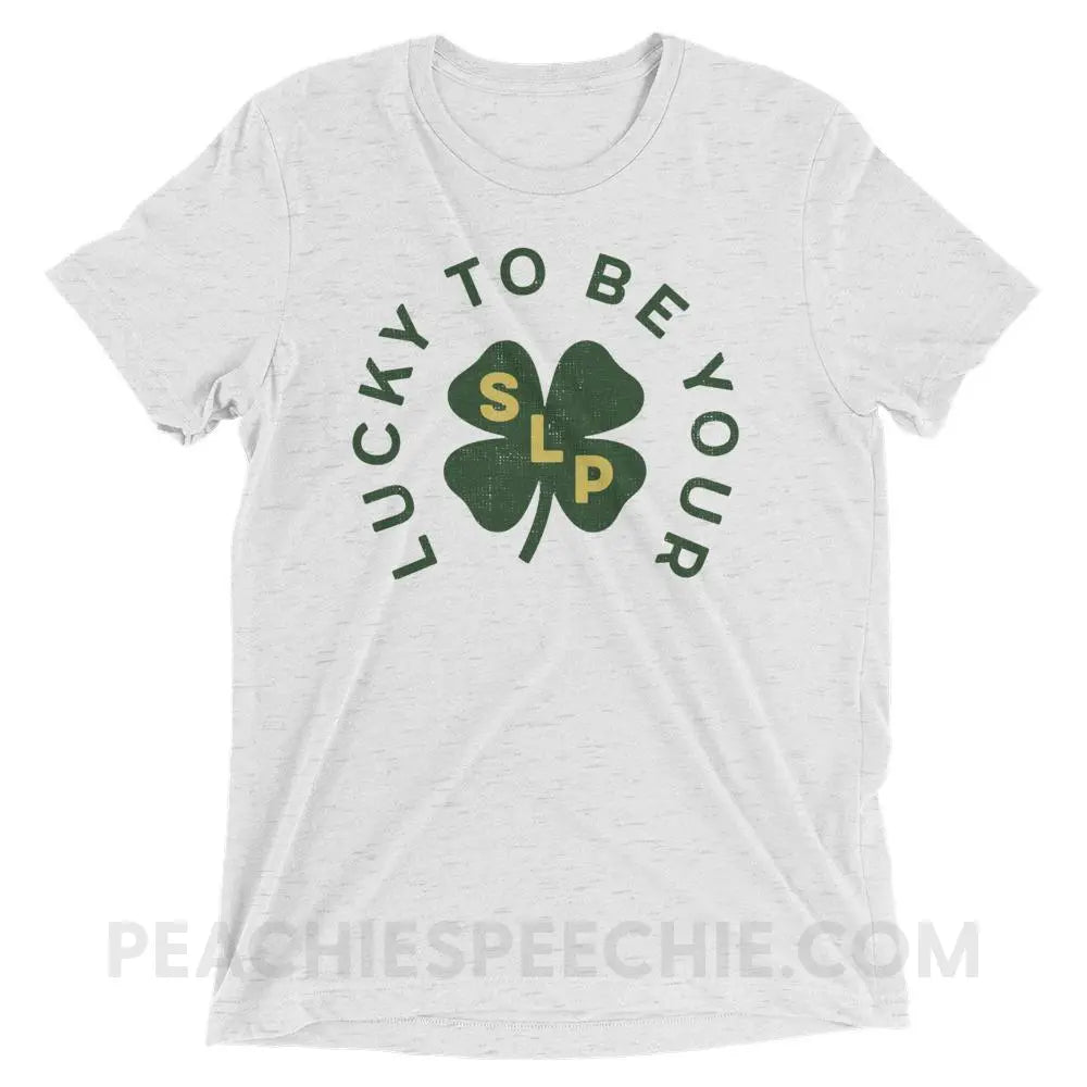 Lucky To Be Your SLP Tri-Blend Tee - White Fleck Triblend / XS - T-Shirts & Tops peachiespeechie.com