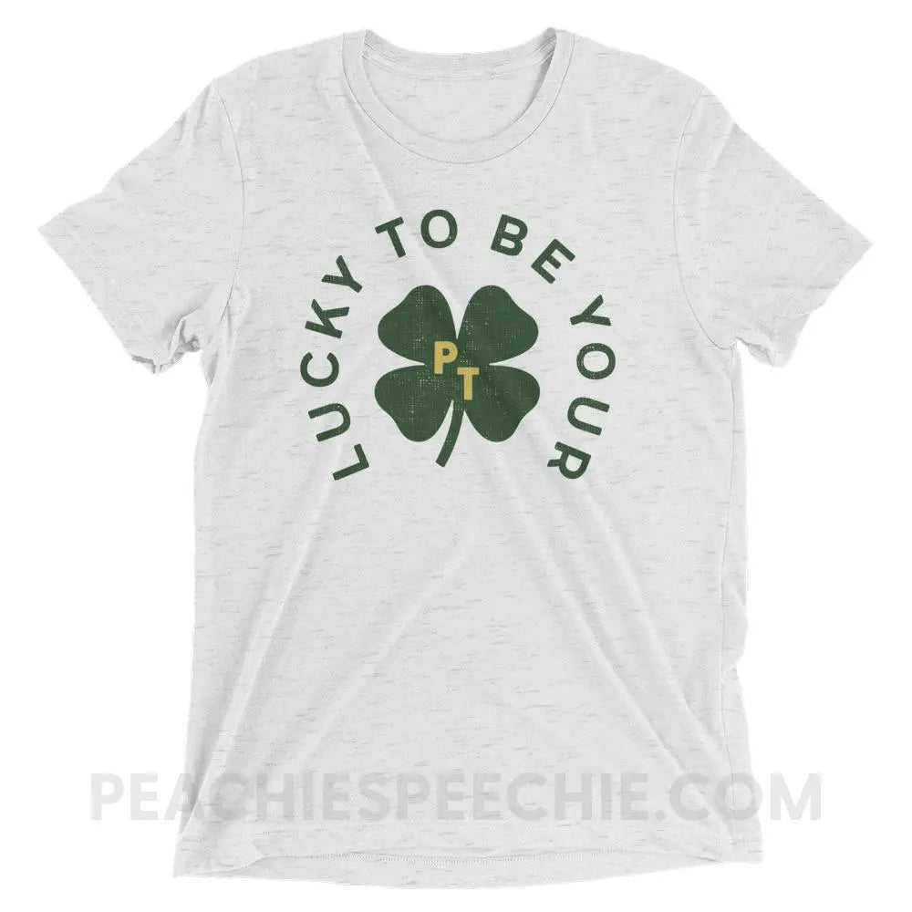 Lucky To Be Your PT Tri-Blend Tee - White Fleck Triblend / XS - T-Shirts & Tops peachiespeechie.com
