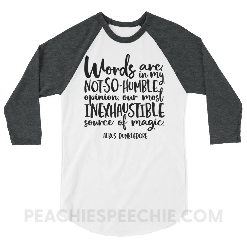 Magic Quote Baseball Tee - White/Heather Charcoal / XS - T-Shirts & Tops peachiespeechie.com