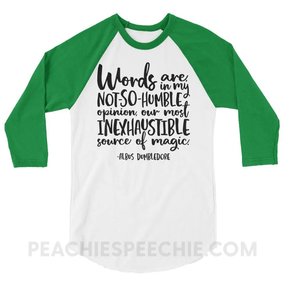 Magic Quote Baseball Tee - White/Kelly / XS T-Shirts & Tops peachiespeechie.com