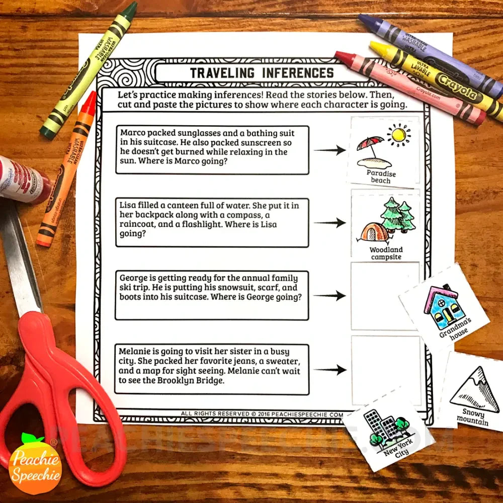 I Can Make Inferences Using Text Evidence: No-Prep Workbook - Materials peachiespeechie.com