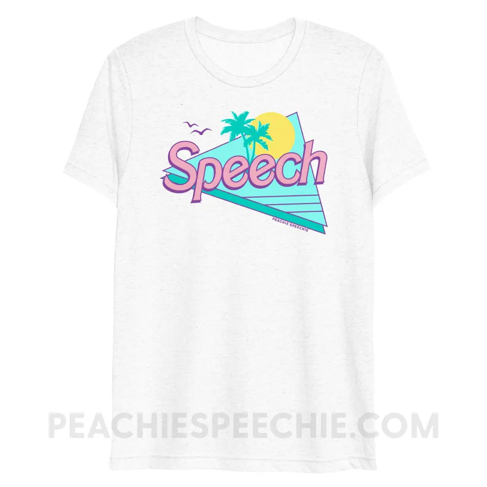 Malibu Speech Tri-Blend Tee - Solid White Triblend / XS - peachiespeechie.com