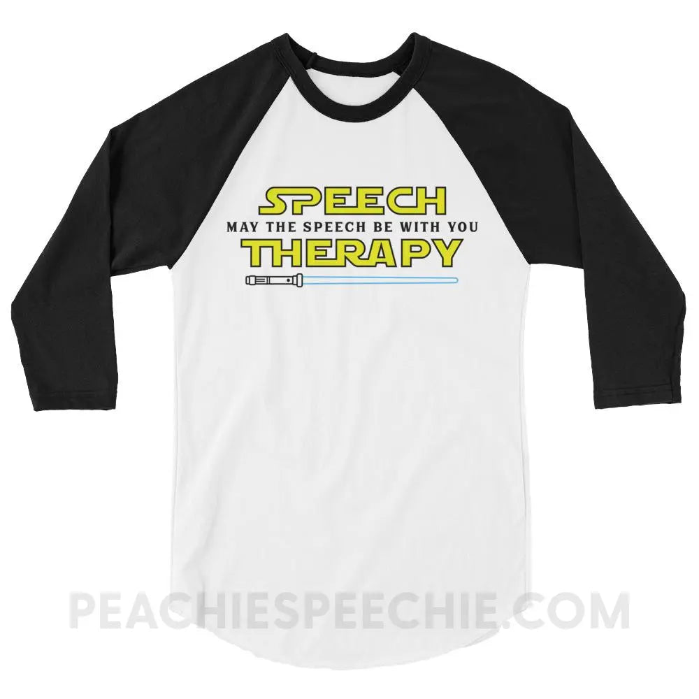 May The Speech Be With You Baseball Tee - White/Black / XS - T-Shirts & Tops peachiespeechie.com