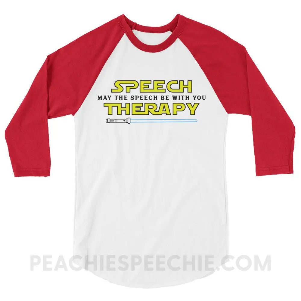 May The Speech Be With You Baseball Tee - White/Red / XS T-Shirts & Tops peachiespeechie.com